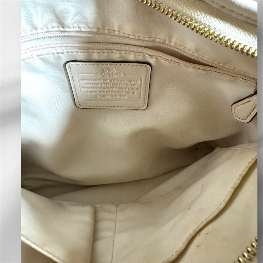 COACH FILE CROSSBODY IN SIGNATURE JACQUARD Khaki/Chalk GUC - Picture 9 of 10